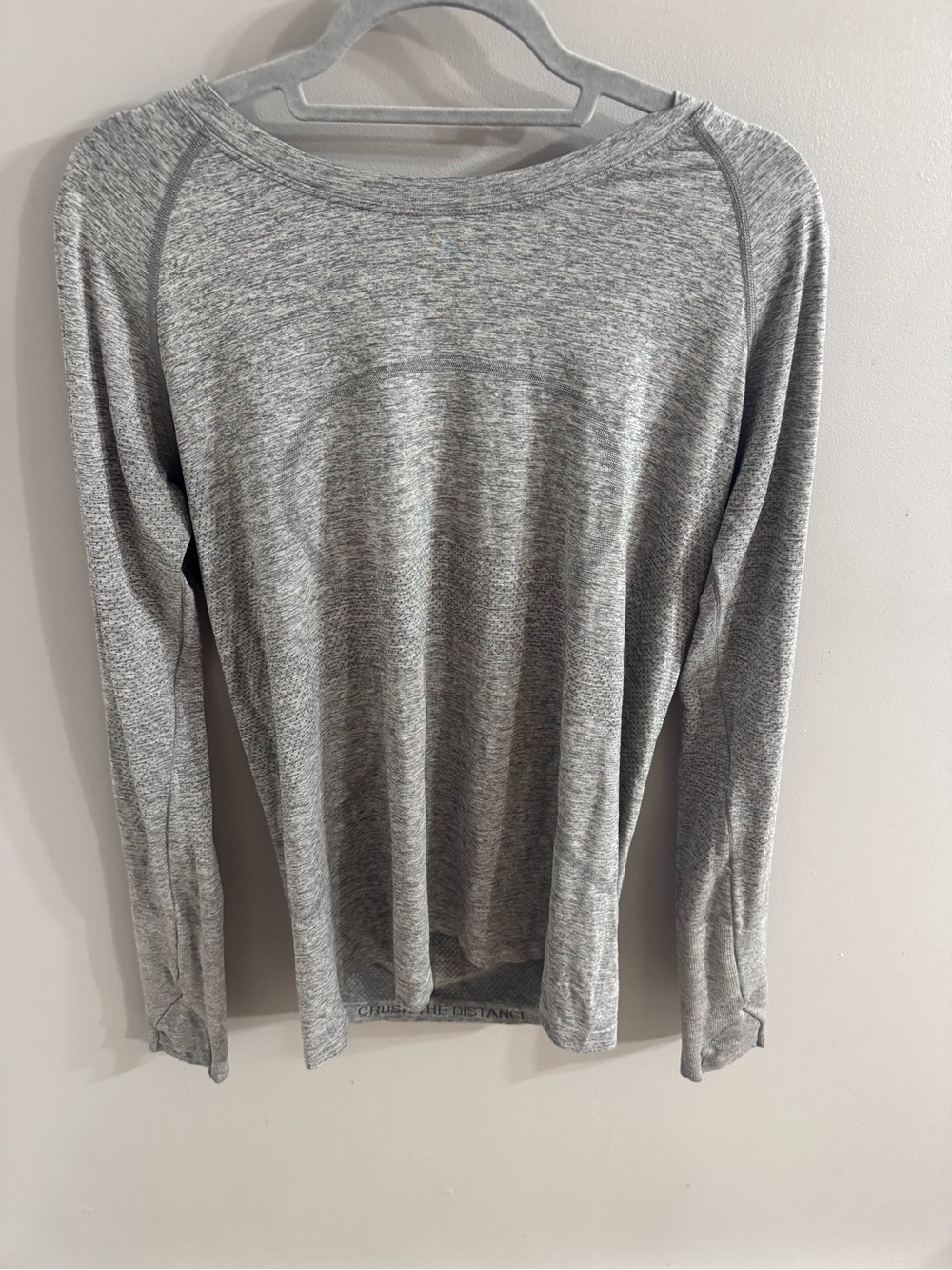 Lululemon Gray Long Sleeve Swiftly Tech Active Top size 14 hip length